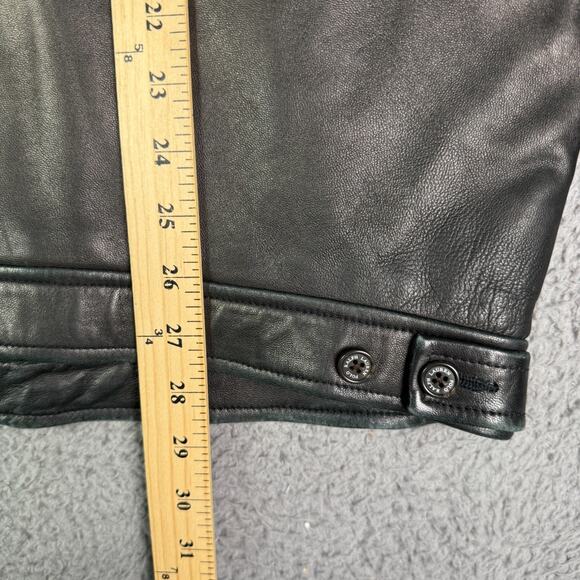 Vintage Polo Ralph Lauren Leather Jacket Mens M Black Full Zip Bomber Chin Strap - Picture 14 of 16